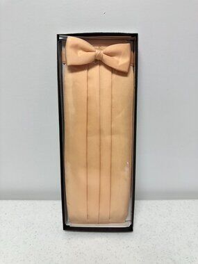 Fratello Peach Cummerbund Bowtie Set Solid Color Tuxedo Wedding Prom Formal